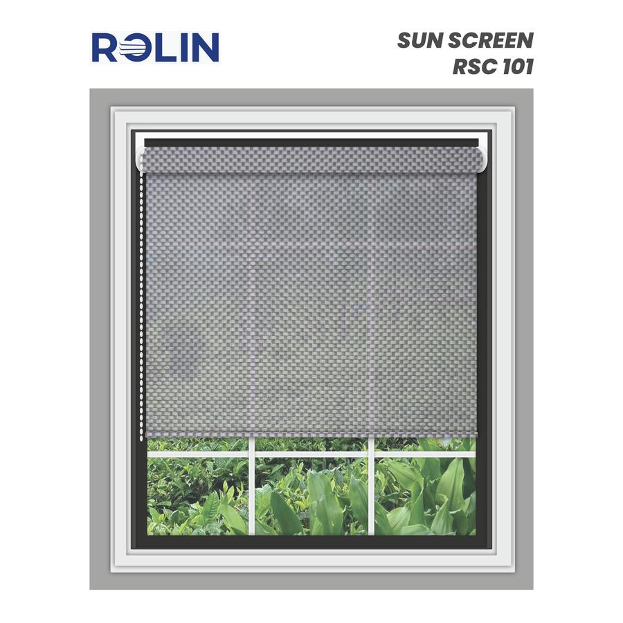 Elegant roller blinds in a modern living room with natural sunlight filtering through